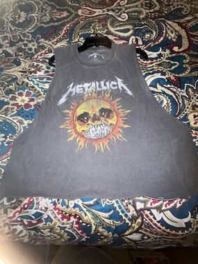 Urban Outfitters Vintage Metallica Graphic Tank Top with Sun Skull Print